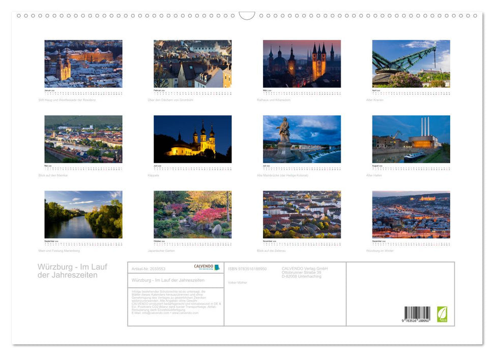 Würzburg - Im Lauf der Jahreszeiten (CALVENDO Wandkalender 2026)