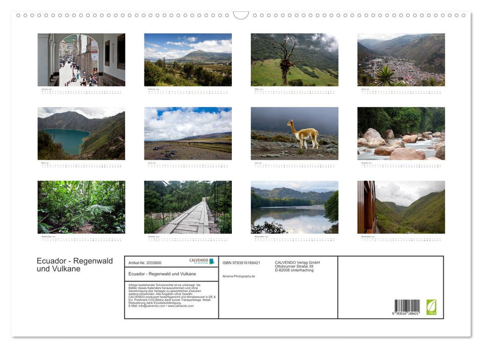 Ecuador - Regenwald und Vulkane (CALVENDO Wandkalender 2026)