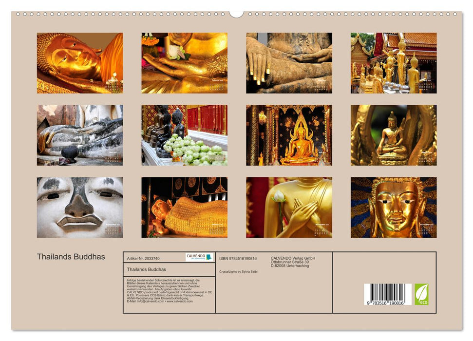 Thailands Buddhas (CALVENDO Premium Wandkalender 2026)