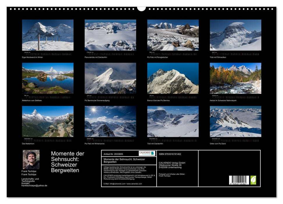 Momente der Sehnsucht: Schweizer Bergwelten (CALVENDO Wandkalender 2026)
