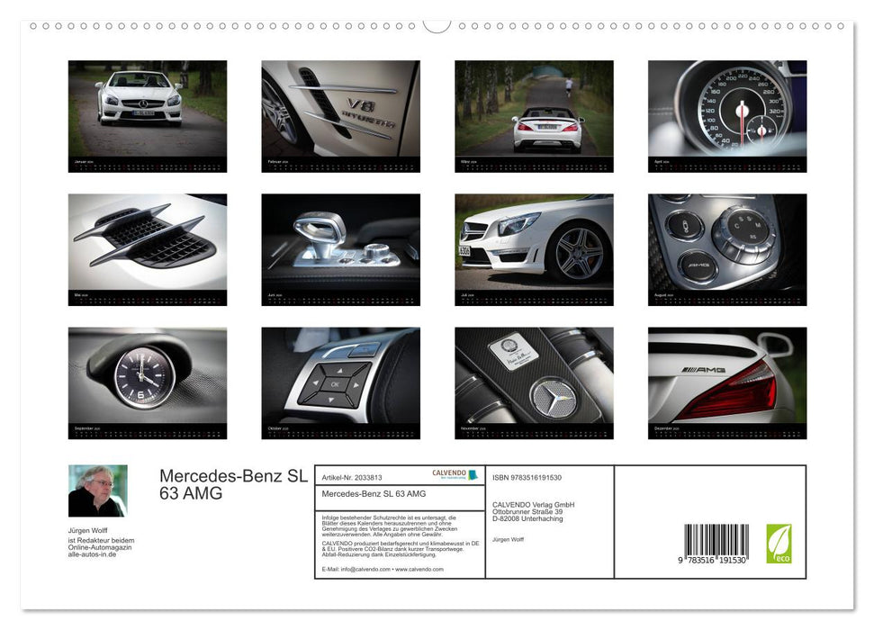 Mercedes-Benz SL 63 AMG (CALVENDO Premium Wandkalender 2026)