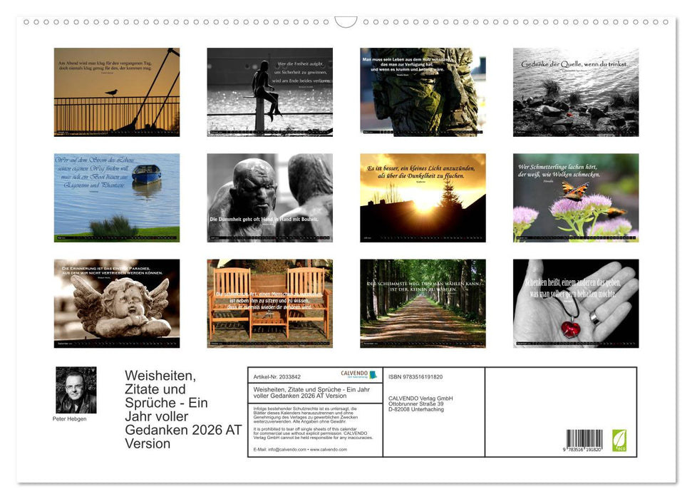 Weisheiten, Zitate und Sprüche - Ein Jahr voller Gedanken 2026 AT Version (CALVENDO Wandkalender 2026)