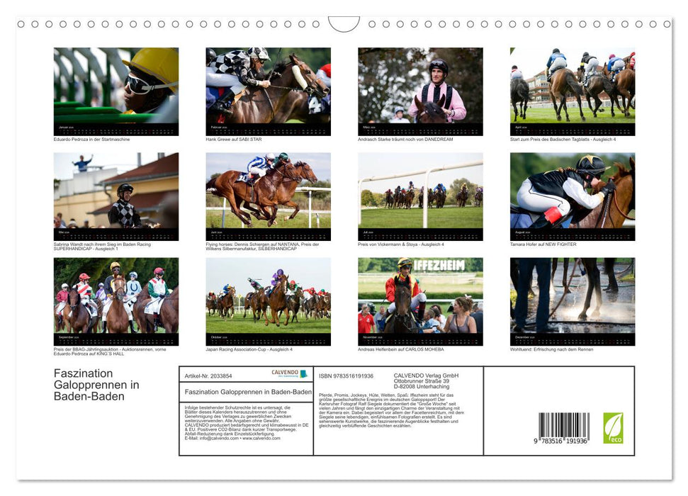 Faszination Galopprennen in Baden-Baden (CALVENDO Wandkalender 2026)