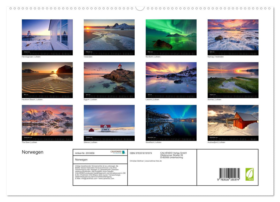 Norwegen (CALVENDO Premium Wandkalender 2026)