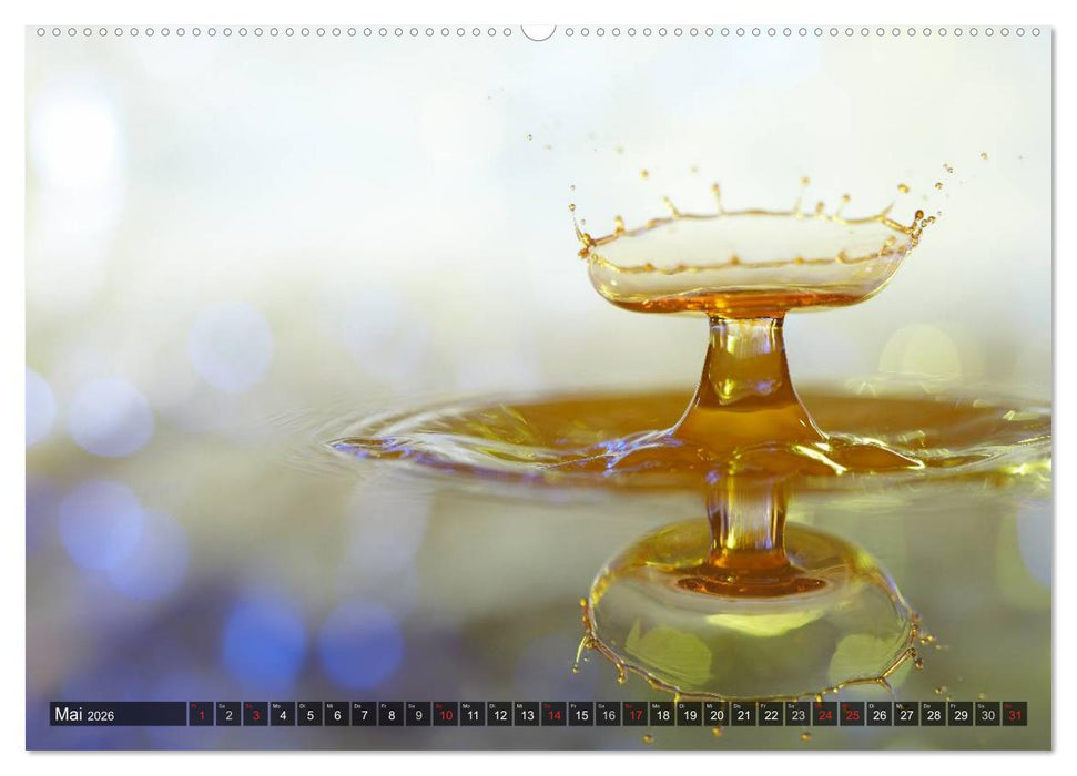 Wassertropfen Kunst Fotografie (CALVENDO Premium Wandkalender 2026)