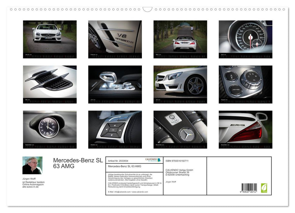 Mercedes-Benz SL 63 AMG (CALVENDO Wandkalender 2026)