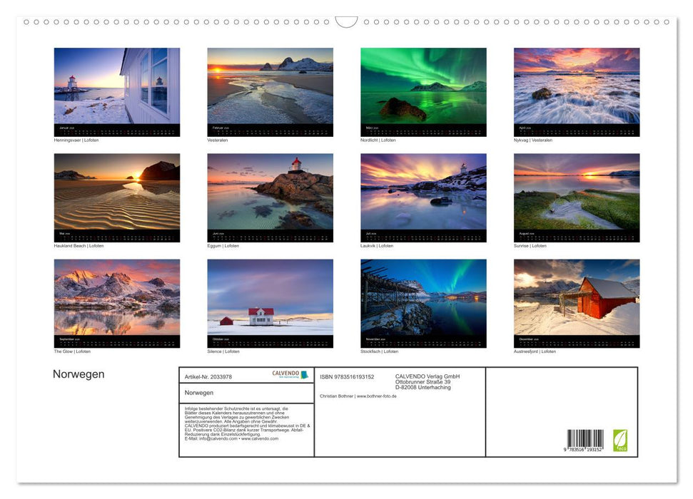 Norwegen (CALVENDO Wandkalender 2026)