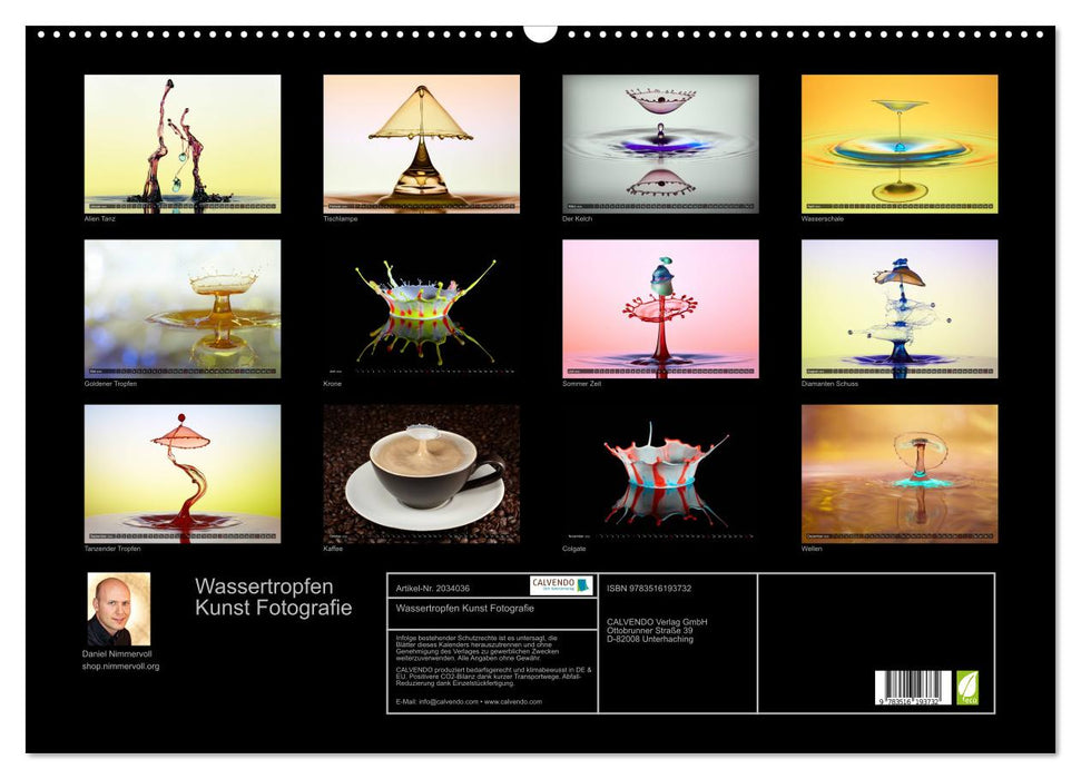Wassertropfen Kunst Fotografie (CALVENDO Wandkalender 2026)