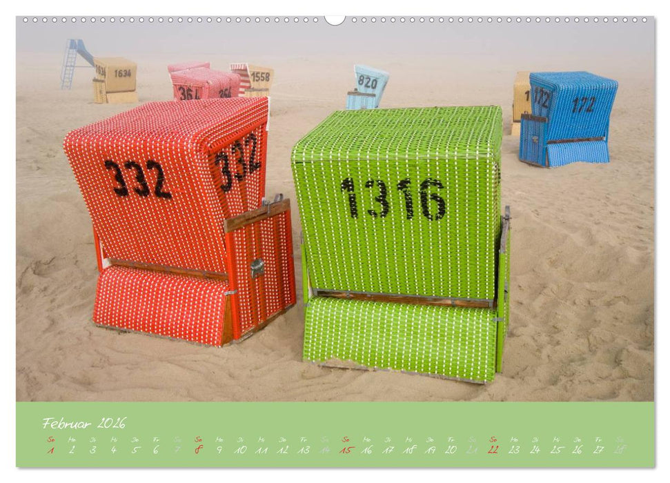 Strandkörbe – bunte Vielfalt an der Nordsee (CALVENDO Premium Wandkalender 2026)