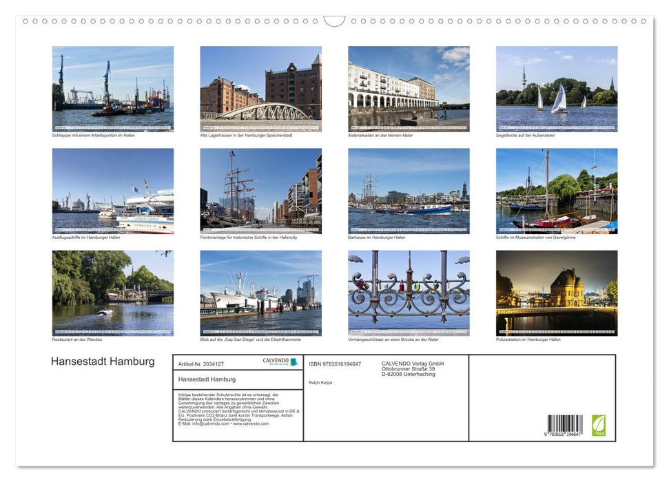 Hansestadt Hamburg (CALVENDO Wandkalender 2026)
