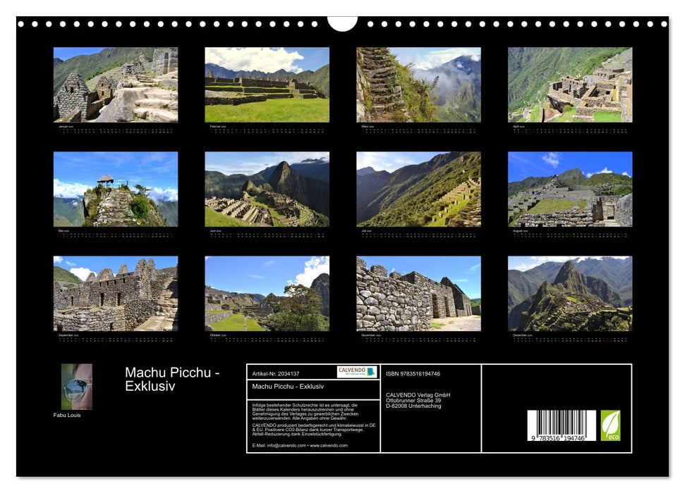 Machu Picchu - Exklusiv (CALVENDO Wandkalender 2026)