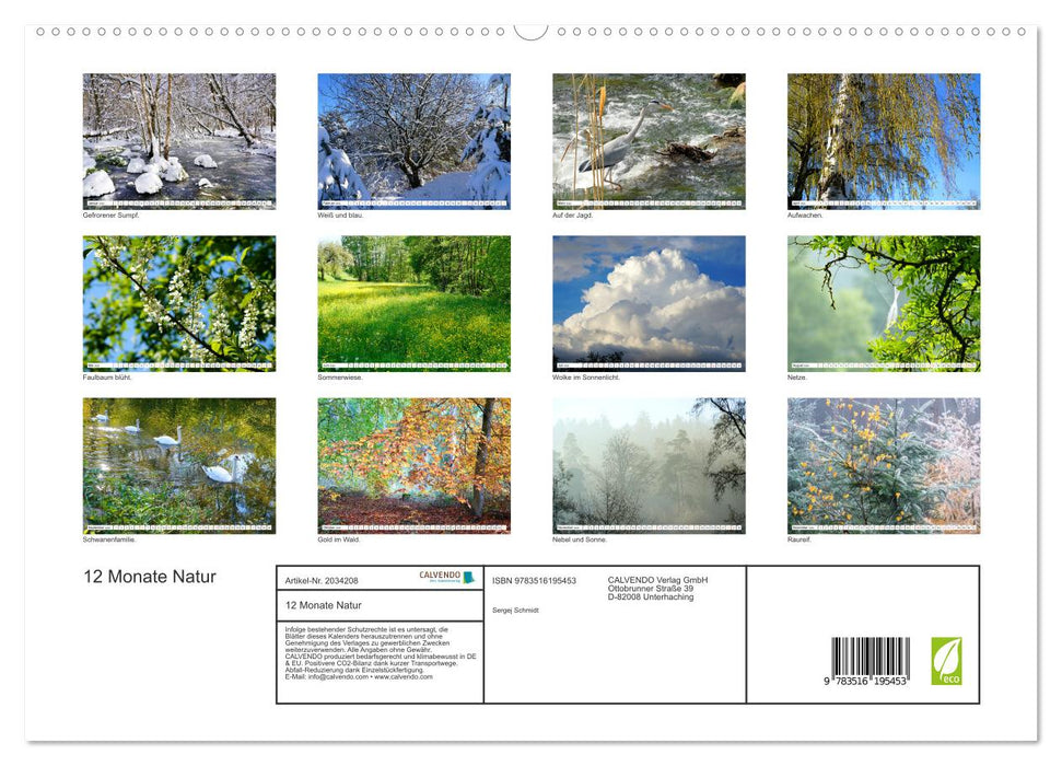 12 Monate Natur (CALVENDO Premium Wandkalender 2026)