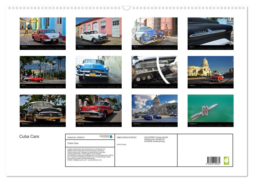 Cuba Cars (CALVENDO Wandkalender 2026)
