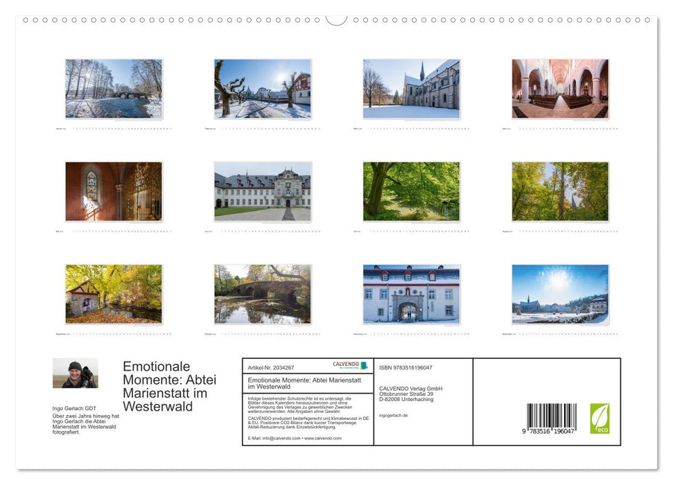 Emotionale Momente: Abtei Marienstatt im Westerwald (CALVENDO Premium Wandkalender 2026)