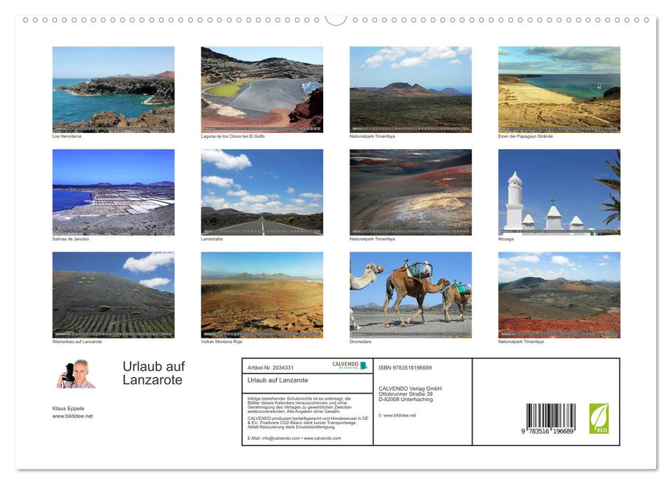 Urlaub auf Lanzarote (CALVENDO Premium Wandkalender 2026)