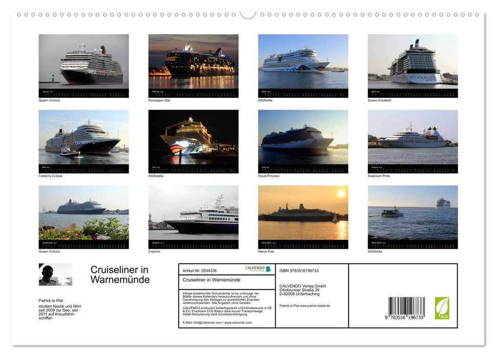 Cruiseliner in Warnemünde (CALVENDO Premium Wandkalender 2026)
