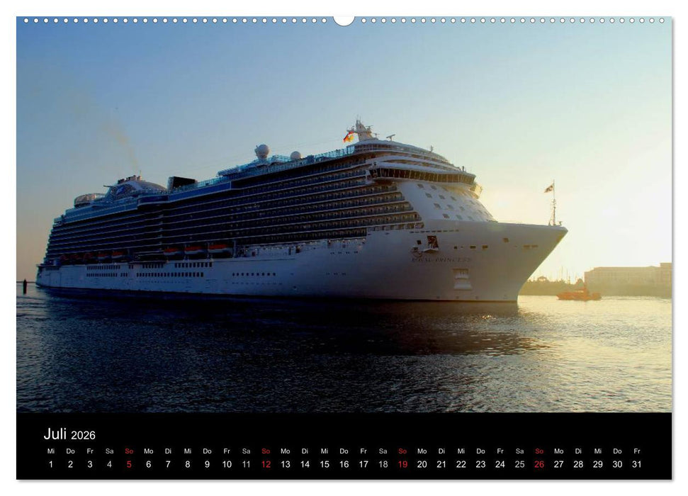 Cruiseliner in Warnemünde (CALVENDO Premium Wandkalender 2026)