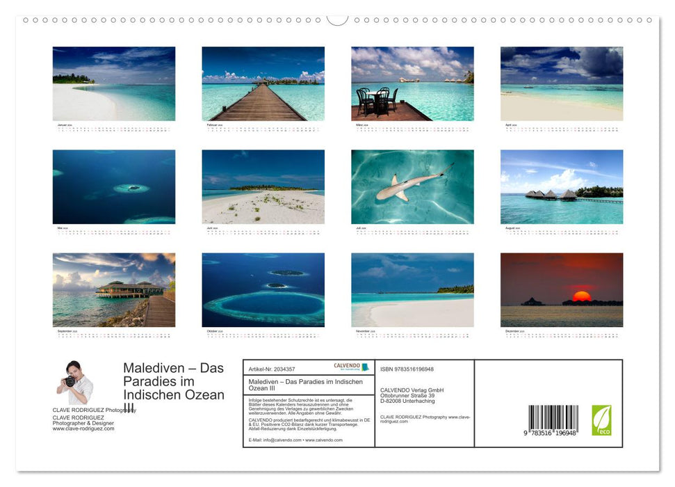 Malediven – Das Paradies im Indischen Ozean III (CALVENDO Premium Wandkalender 2026)