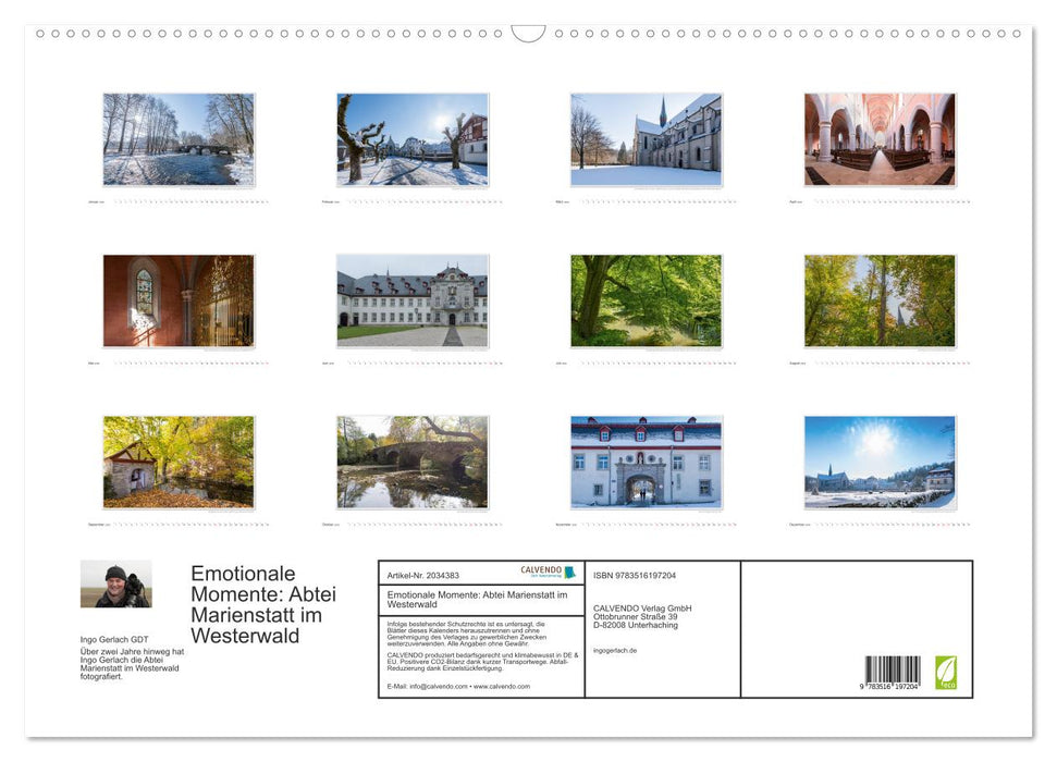 Emotionale Momente: Abtei Marienstatt im Westerwald (CALVENDO Wandkalender 2026)