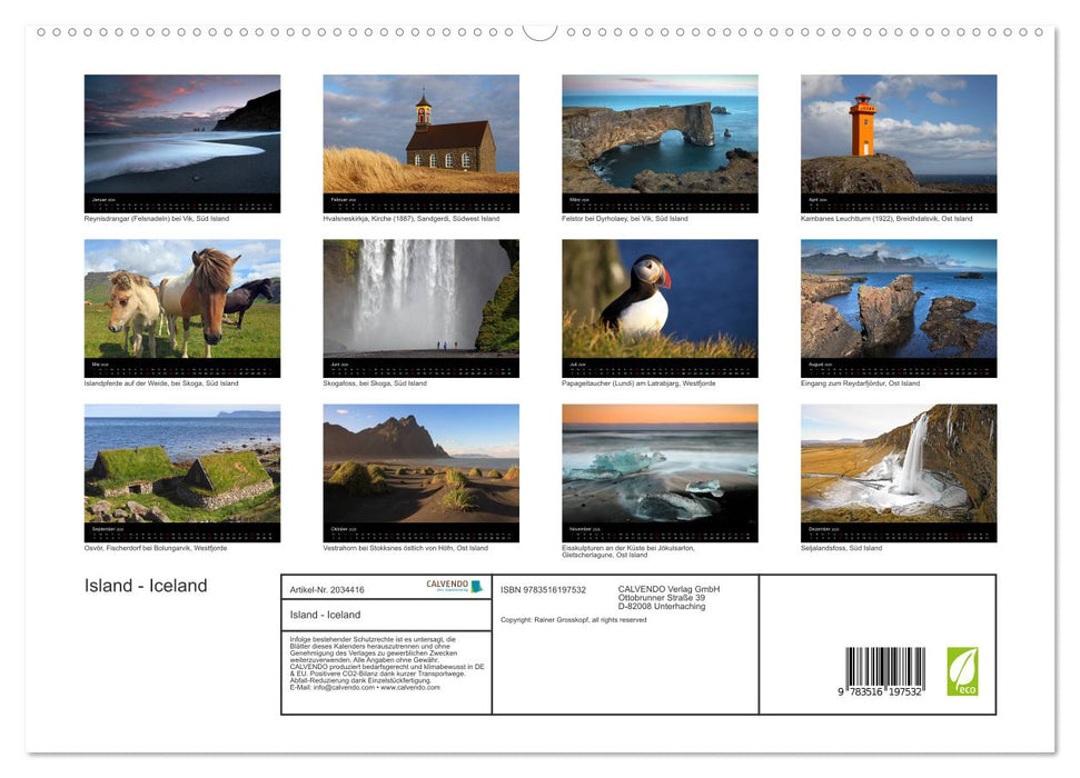 Island - Iceland (CALVENDO Premium Wandkalender 2026)