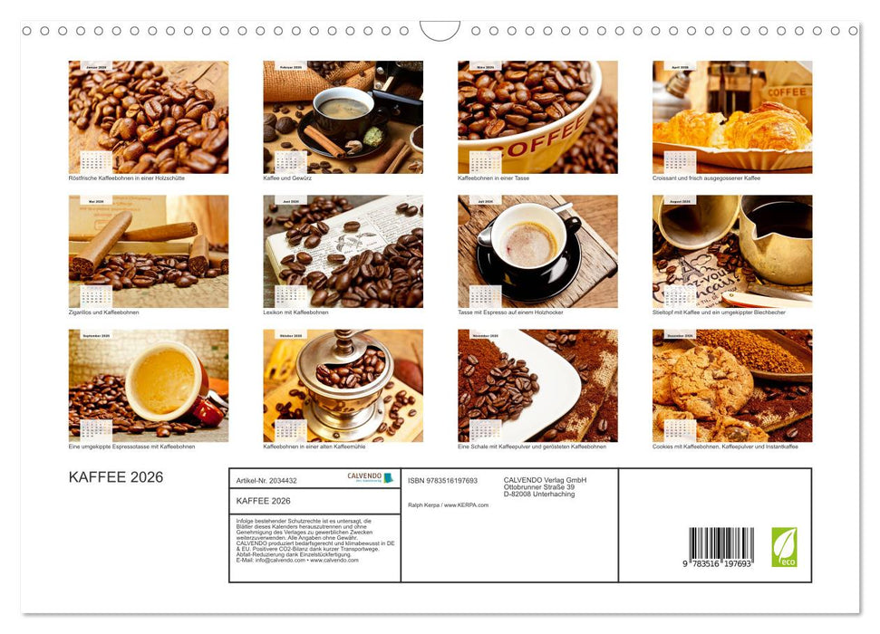 KAFFEE 2026 (CALVENDO Wandkalender 2026)