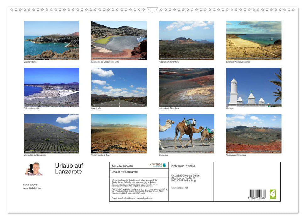 Urlaub auf Lanzarote (CALVENDO Wandkalender 2026)
