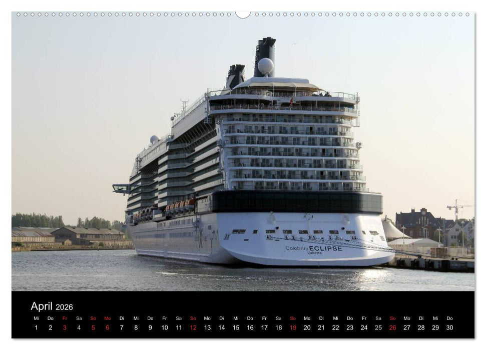 Cruiseliner in Warnemünde (CALVENDO Wandkalender 2026)