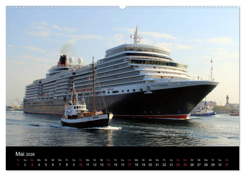 Cruiseliner in Warnemünde (CALVENDO Wandkalender 2026)