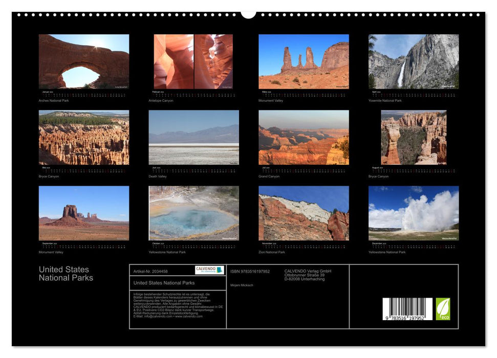 United States National Parks (CALVENDO Premium Wandkalender 2026)