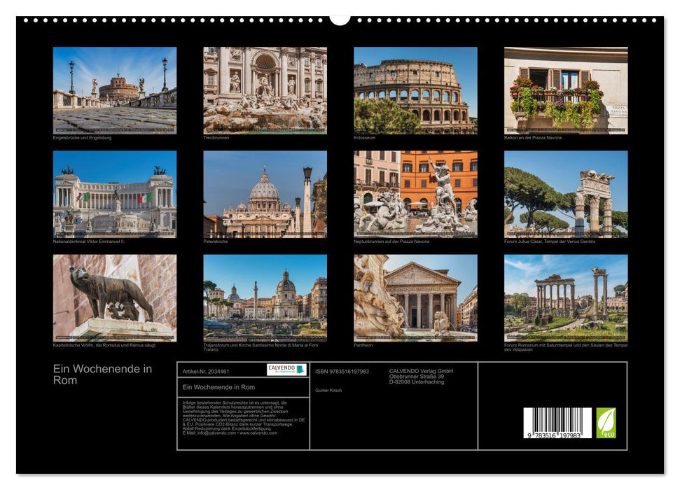 Ein Wochenende in Rom (CALVENDO Premium Wandkalender 2026)