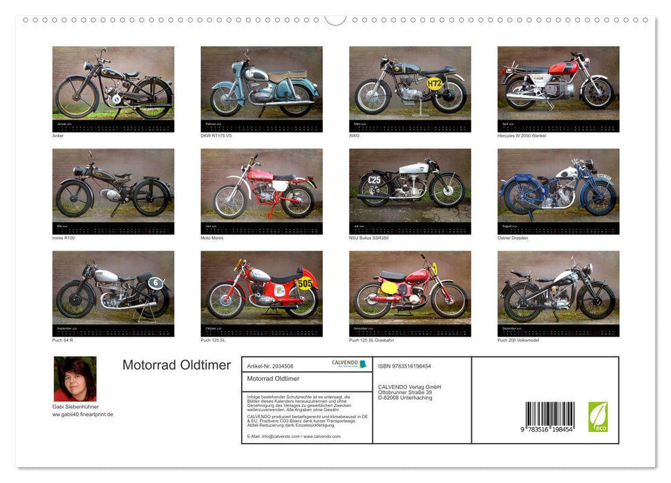 Motorrad Oldtimer (CALVENDO Premium Wandkalender 2026)