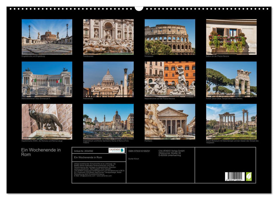 Ein Wochenende in Rom (CALVENDO Wandkalender 2026)