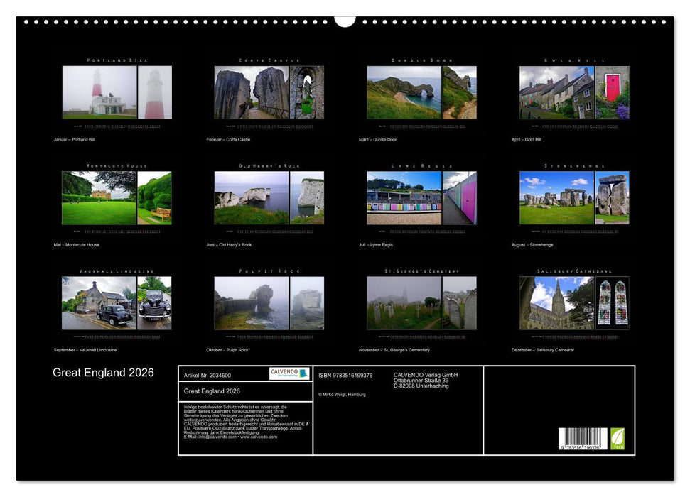 Great England 2026 (CALVENDO Wandkalender 2026)
