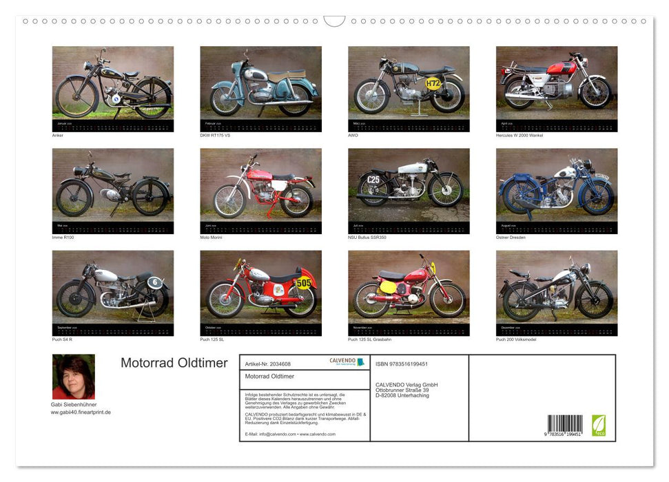 Motorrad Oldtimer (CALVENDO Wandkalender 2026)
