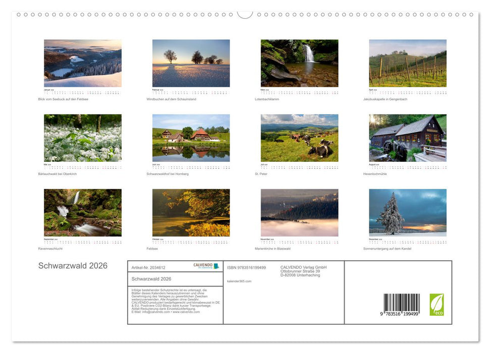 Schwarzwald 2026 (CALVENDO Premium Wandkalender 2026)