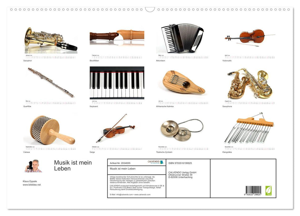 Musik ist mein Leben (CALVENDO Wandkalender 2026)