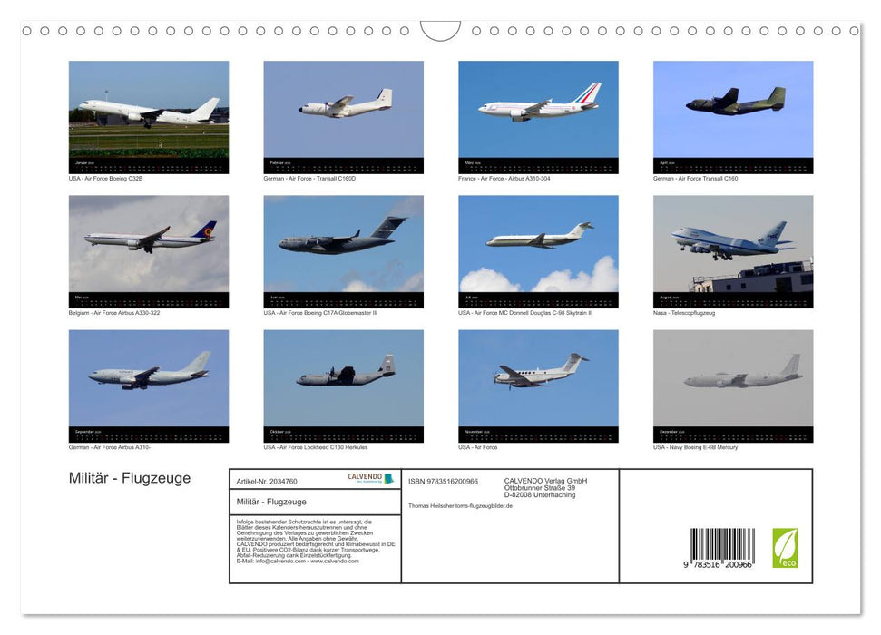 Militär - Flugzeuge (CALVENDO Wandkalender 2026)