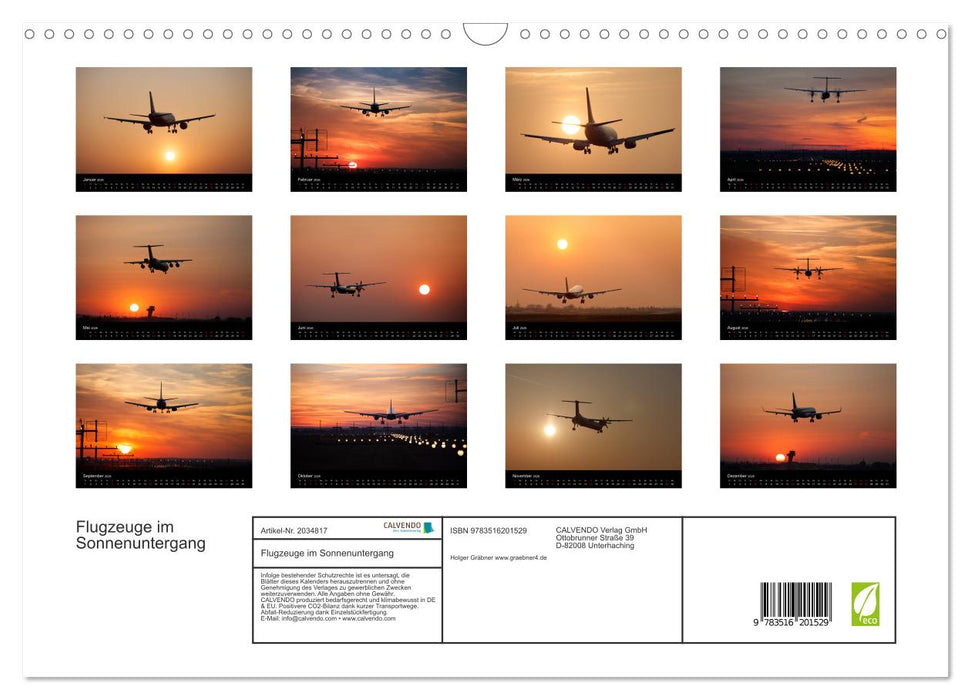 Flugzeuge im Sonnenuntergang (CALVENDO Wandkalender 2026)