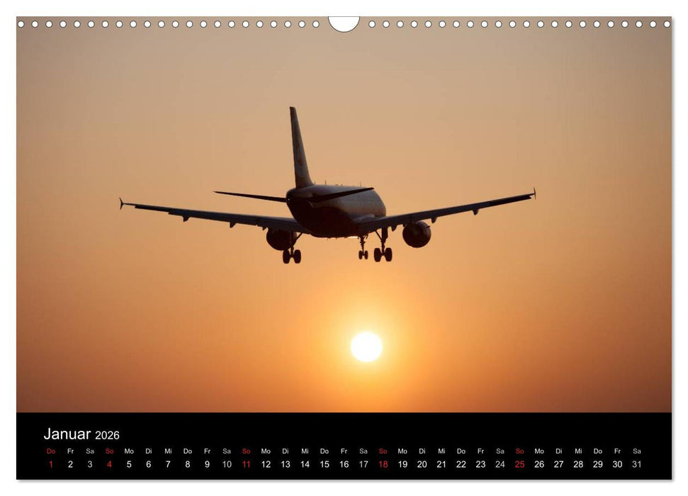Flugzeuge im Sonnenuntergang (CALVENDO Wandkalender 2026)