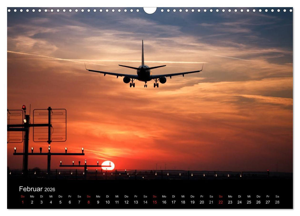 Flugzeuge im Sonnenuntergang (CALVENDO Wandkalender 2026)