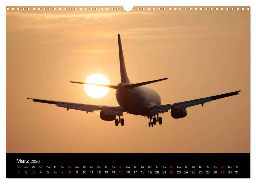 Flugzeuge im Sonnenuntergang (CALVENDO Wandkalender 2026)
