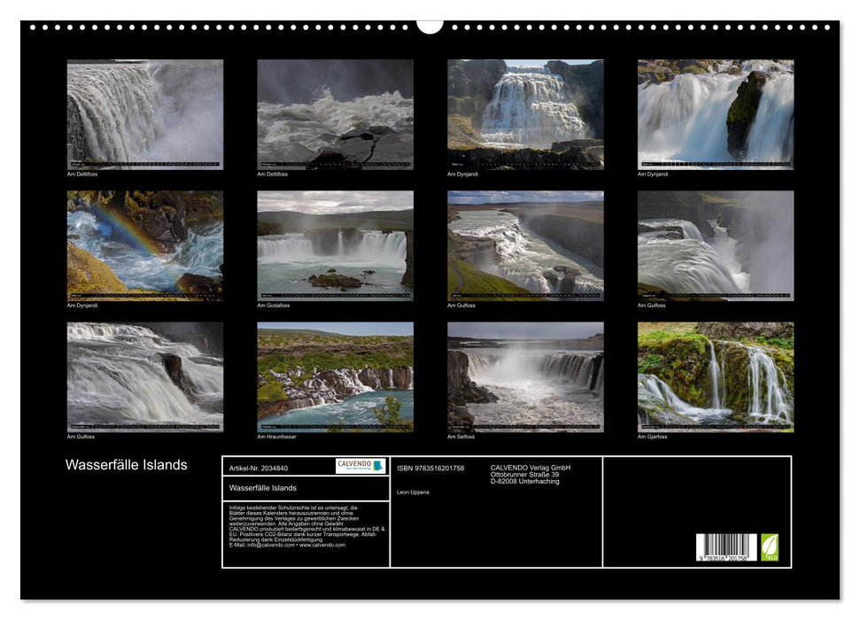 Wasserfälle Islands (CALVENDO Wandkalender 2026)