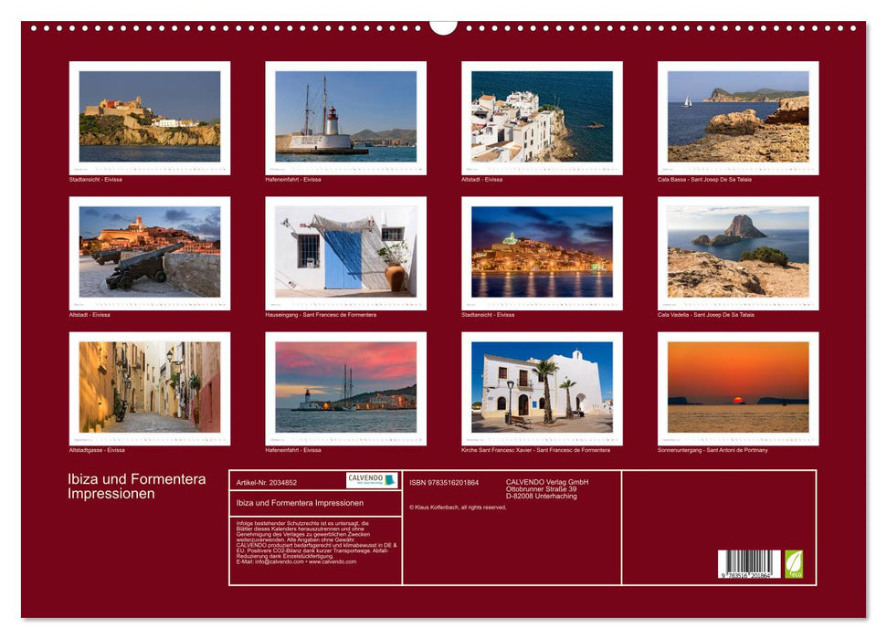 Ibiza und Formentera Impressionen (CALVENDO Wandkalender 2026)