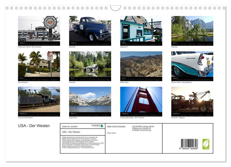 USA - Der Westen (CALVENDO Wandkalender 2026)