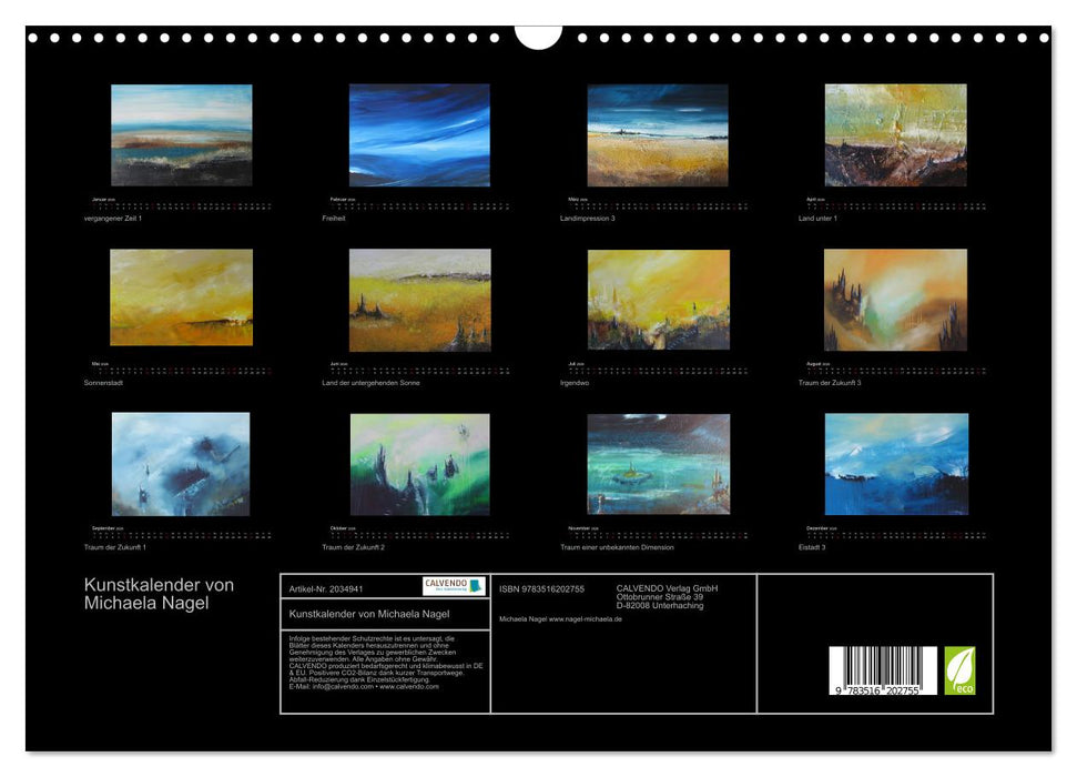 Kunstkalender von Michaela Nagel (CALVENDO Wandkalender 2026)