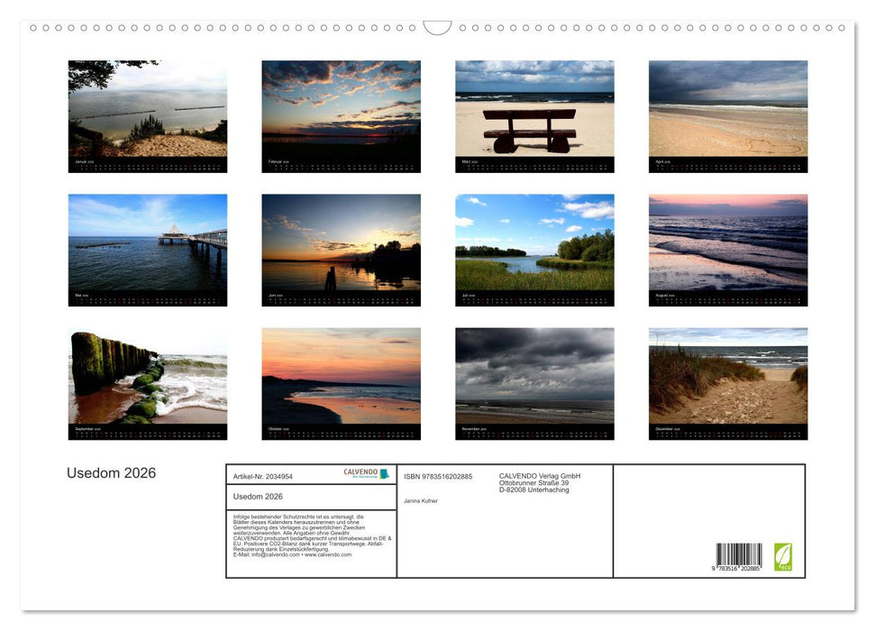 Usedom 2026 (CALVENDO Wandkalender 2026)