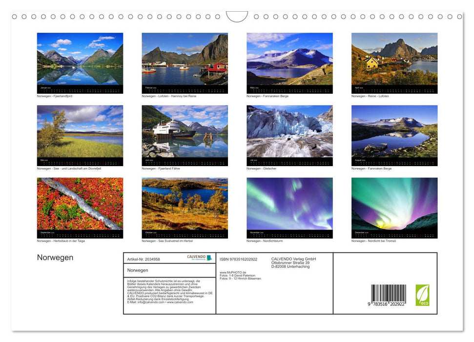 Norwegen (CALVENDO Wandkalender 2026)