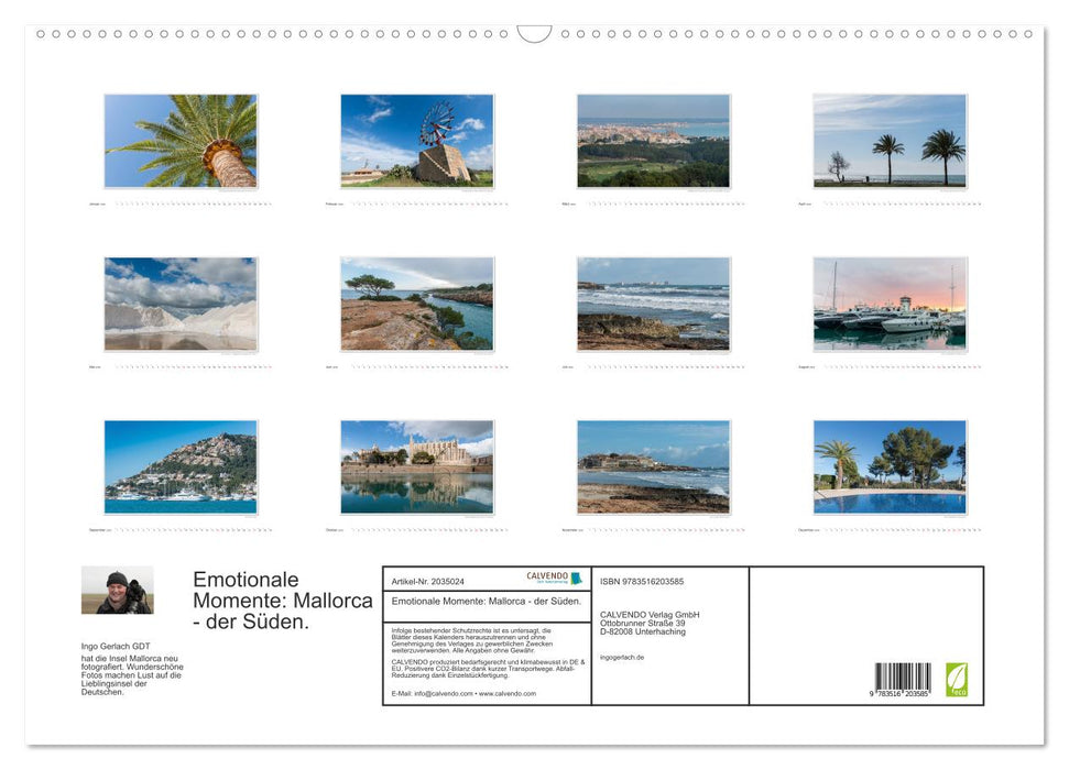 Emotionale Momente: Mallorca - der Süden. (CALVENDO Wandkalender 2026)