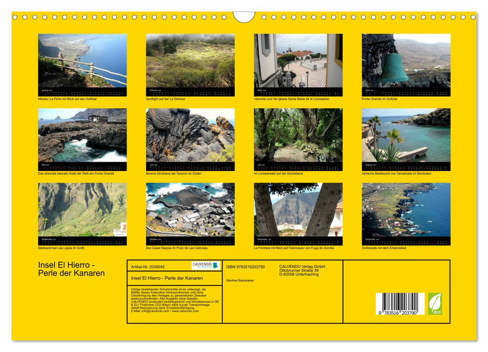 Insel El Hierro - Perle der Kanaren (CALVENDO Wandkalender 2026)