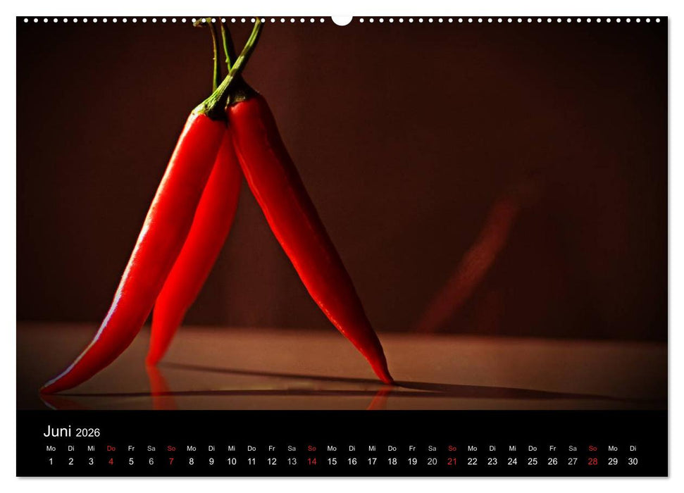 Hot Chili Küchen Kalender österreichisches Kalendarium (CALVENDO Wandkalender 2026)
